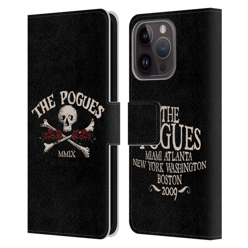 The Pogues Graphics Skull Leather Book Wallet Case Cover For Apple iPhone 15 Pro