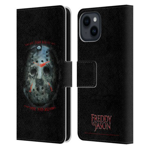 Freddy VS. Jason Graphics Jason's Birthday Leather Book Wallet Case Cover For Apple iPhone 15