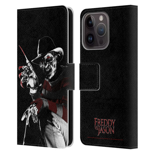 Freddy VS. Jason Graphics Freddy Leather Book Wallet Case Cover For Apple iPhone 15 Pro