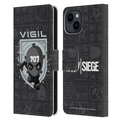 Tom Clancy's Rainbow Six Siege Chibi Operators Vigil Leather Book Wallet Case Cover For Apple iPhone 15