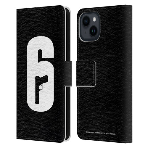 Tom Clancy's Rainbow Six Siege Logos Black And White Leather Book Wallet Case Cover For Apple iPhone 15
