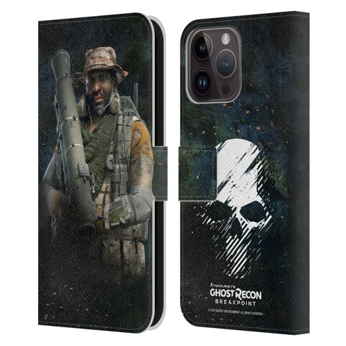 Tom Clancy's Ghost Recon Breakpoint Character Art Fixit Leather Book Wallet Case Cover For Apple iPhone 15 Pro Max