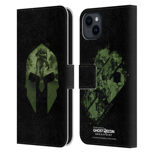 Tom Clancy's Ghost Recon Breakpoint Graphics Nomad Logo Leather Book Wallet Case Cover For Apple iPhone 15 Plus