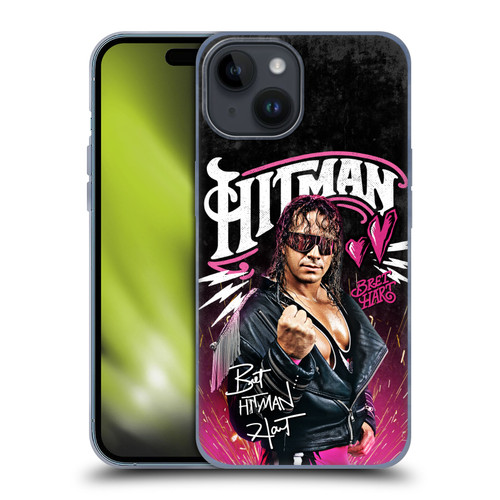 WWE Bret Hart Hitman Graphics Soft Gel Case for Apple iPhone 15