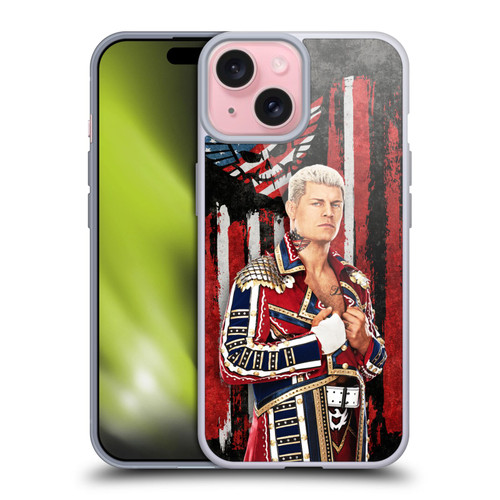 WWE Cody Rhodes American Nightmare Flag Soft Gel Case for Apple iPhone 15