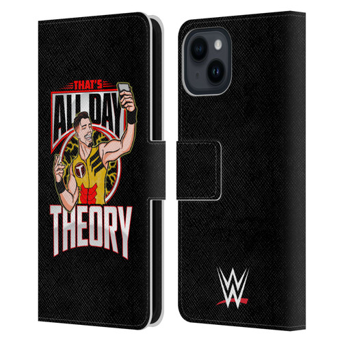 WWE Austin Theory All Day Theory Leather Book Wallet Case Cover For Apple iPhone 15