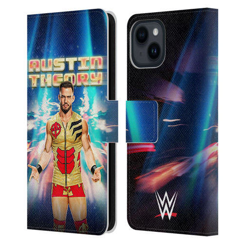WWE Austin Theory Portrait Leather Book Wallet Case Cover For Apple iPhone 15