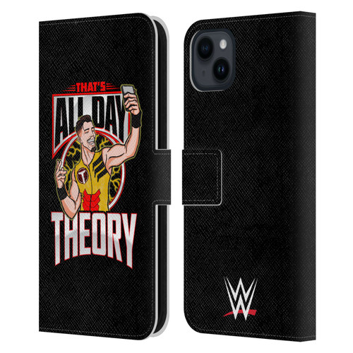 WWE Austin Theory All Day Theory Leather Book Wallet Case Cover For Apple iPhone 15 Plus