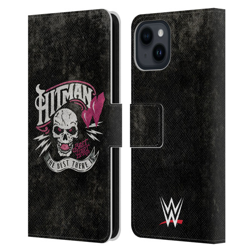WWE Bret Hart Hitman Logo Leather Book Wallet Case Cover For Apple iPhone 15