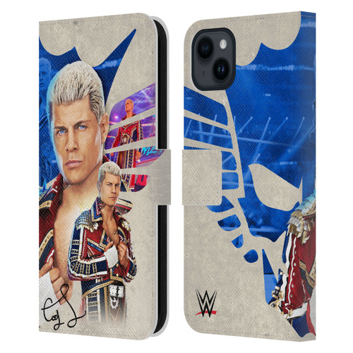WWE Cody Rhodes Superstar Graphics Leather Book Wallet Case Cover For Apple iPhone 15 Plus