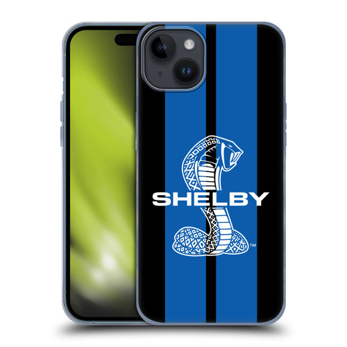 Shelby Car Graphics Blue Soft Gel Case for Apple iPhone 15 Plus