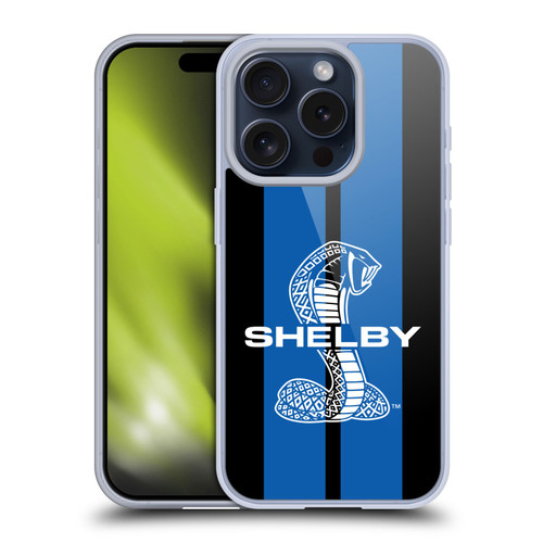 Shelby Car Graphics Blue Soft Gel Case for Apple iPhone 15 Pro & MagSafe