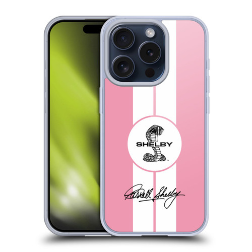 Shelby Car Graphics 1965 427 S/C Pink Soft Gel Case for Apple iPhone 15 Pro & MagSafe