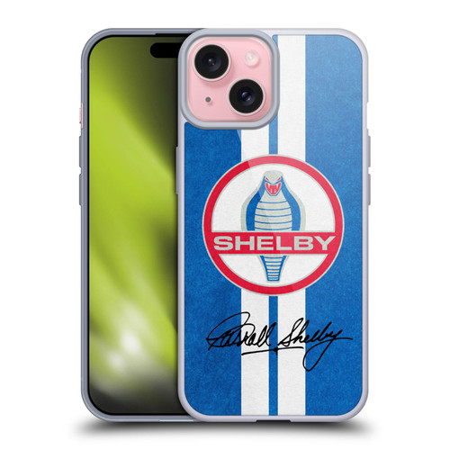 Shelby Logos Distressed Blue Soft Gel Case for Apple iPhone 15