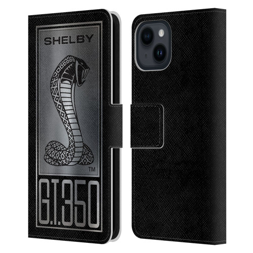 Shelby Car Graphics GT350 Leather Book Wallet Case Cover For Apple iPhone 15