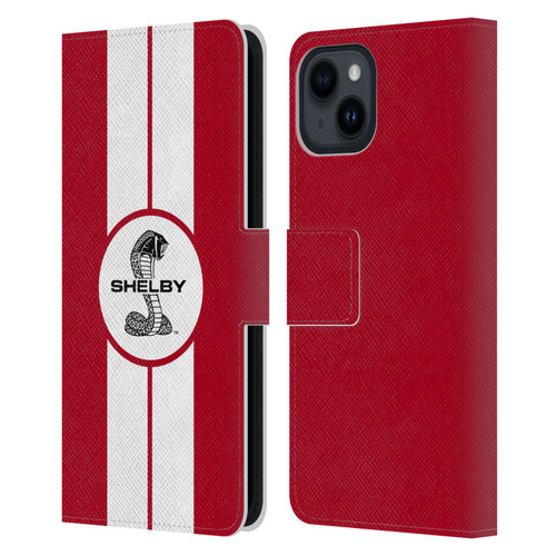 Shelby Car Graphics 1965 427 S/C Red Leather Book Wallet Case Cover For Apple iPhone 15