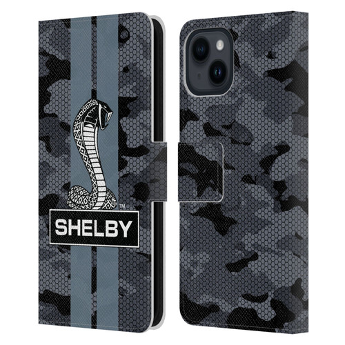 Shelby Logos Camouflage Leather Book Wallet Case Cover For Apple iPhone 15