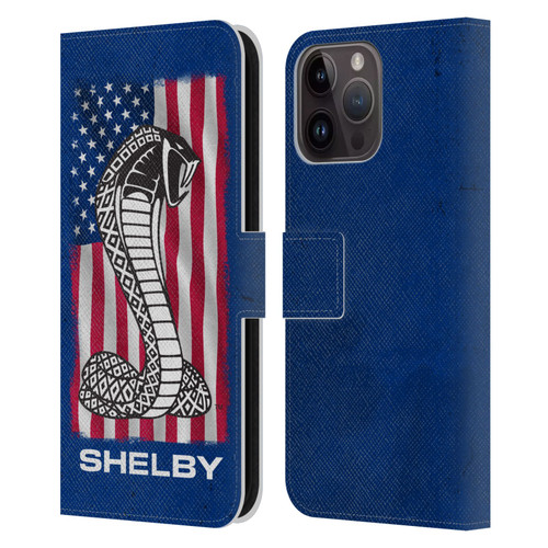 Shelby Logos American Flag Leather Book Wallet Case Cover For Apple iPhone 15 Pro Max