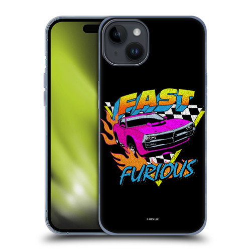 Fast & Furious Franchise Fast Fashion Car In Retro Style Soft Gel Case for Apple iPhone 15 Plus