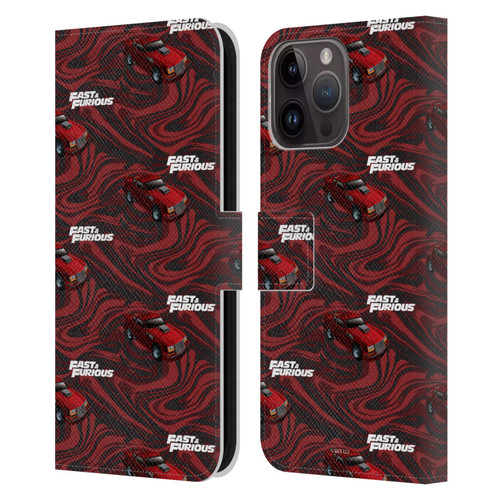 Fast & Furious Franchise Car Pattern Red Leather Book Wallet Case Cover For Apple iPhone 15 Pro Max