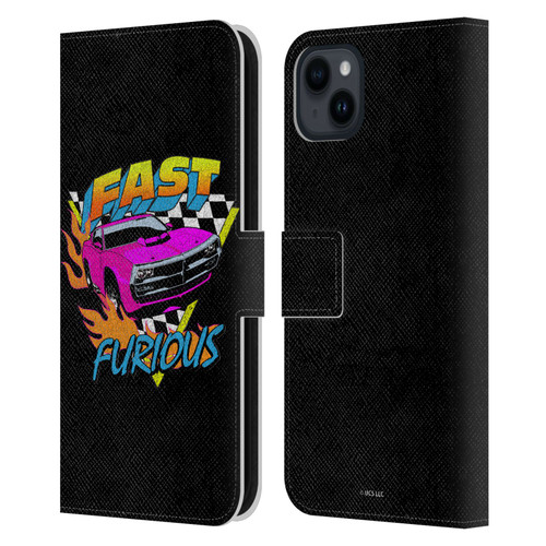 Fast & Furious Franchise Fast Fashion Car In Retro Style Leather Book Wallet Case Cover For Apple iPhone 15 Plus
