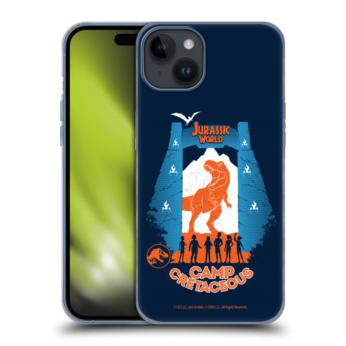 Jurassic World: Camp Cretaceous Dinosaur Graphics Silhouette Soft Gel Case for Apple iPhone 15 Plus