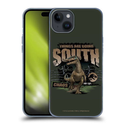 Jurassic World: Camp Cretaceous Dinosaur Graphics Things Are Going South Soft Gel Case for Apple iPhone 15 Plus
