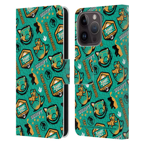 Jurassic World: Camp Cretaceous Character Art Pattern Bumpy Leather Book Wallet Case Cover For Apple iPhone 15 Pro