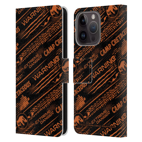 Jurassic World: Camp Cretaceous Character Art Pattern Danger Leather Book Wallet Case Cover For Apple iPhone 15 Pro
