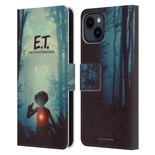 E.T. Graphics Forest Leather Book Wallet Case Cover For Apple iPhone 15