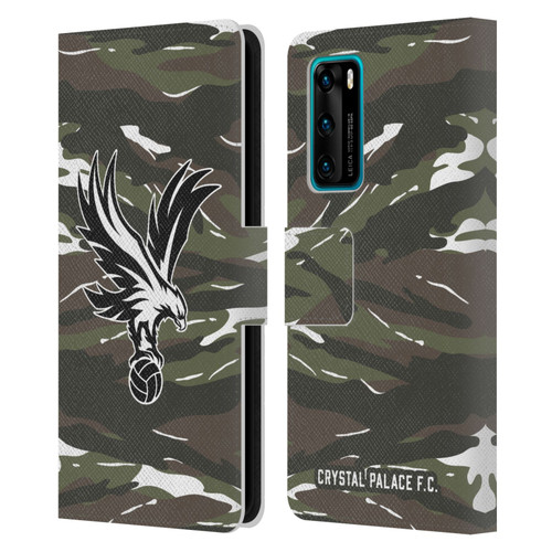 Crystal Palace FC Crest Woodland Camouflage Leather Book Wallet Case Cover For Huawei P40 5G