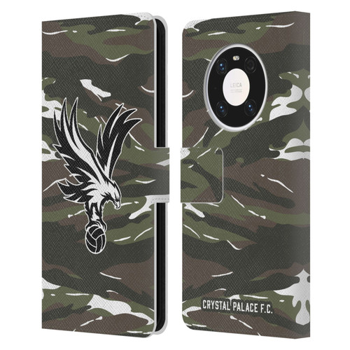 Crystal Palace FC Crest Woodland Camouflage Leather Book Wallet Case Cover For Huawei Mate 40 Pro 5G