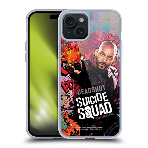 Suicide Squad 2016 Graphics Deadshot Poster Soft Gel Case for Apple iPhone 15 Plus & MagSafe