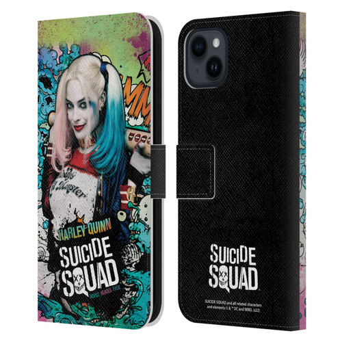 Suicide Squad 2016 Graphics Harley Quinn Poster Leather Book Wallet Case Cover For Apple iPhone 15 Plus