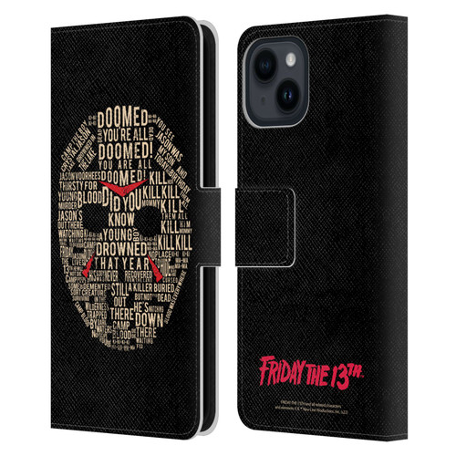 Friday the 13th 1980 Graphics Typography Leather Book Wallet Case Cover For Apple iPhone 15