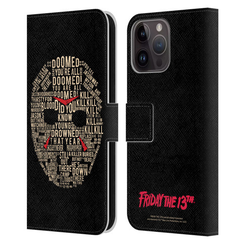 Friday the 13th 1980 Graphics Typography Leather Book Wallet Case Cover For Apple iPhone 15 Pro Max