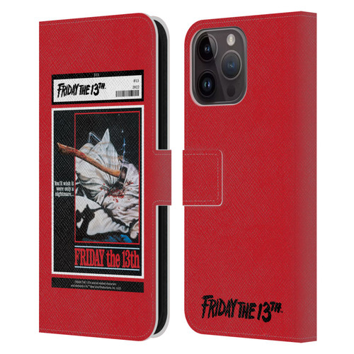 Friday the 13th 1980 Graphics Poster 2 Leather Book Wallet Case Cover For Apple iPhone 15 Pro Max