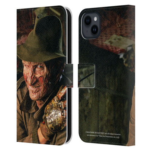 A Nightmare On Elm Street 4 The Dream Master Graphics Freddy Leather Book Wallet Case Cover For Apple iPhone 15 Plus