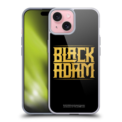 Black Adam Graphics Logotype Soft Gel Case for Apple iPhone 15