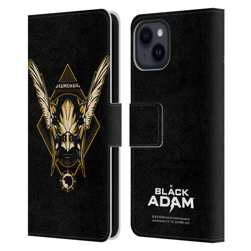 Black Adam Graphics Hawkman Leather Book Wallet Case Cover For Apple iPhone 15