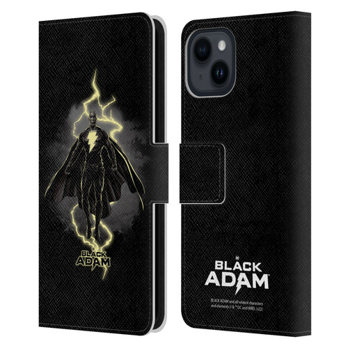 Black Adam Graphics Lightning Leather Book Wallet Case Cover For Apple iPhone 15