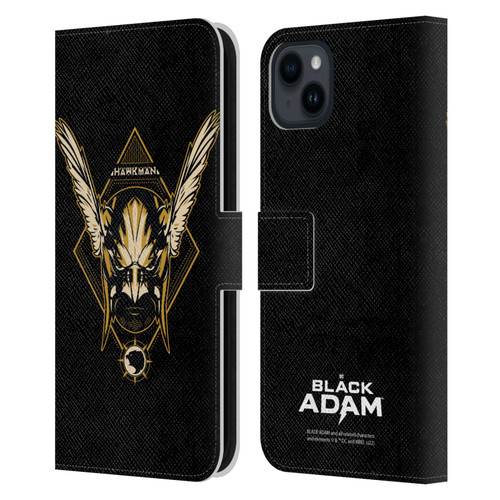 Black Adam Graphics Hawkman Leather Book Wallet Case Cover For Apple iPhone 15 Plus