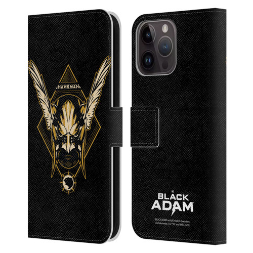 Black Adam Graphics Hawkman Leather Book Wallet Case Cover For Apple iPhone 15 Pro Max