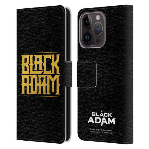 Black Adam Graphics Logotype Leather Book Wallet Case Cover For Apple iPhone 15 Pro
