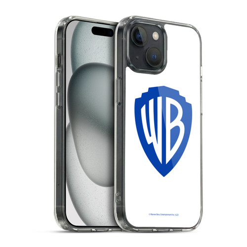 Warner Bros. Shield Logo White Soft Gel Case for Apple iPhone 15 & MagSafe
