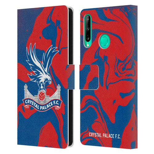 Crystal Palace FC Crest Red And Blue Marble Leather Book Wallet Case Cover For Huawei P40 lite E