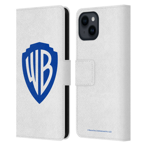 Warner Bros. Shield Logo White Leather Book Wallet Case Cover For Apple iPhone 15
