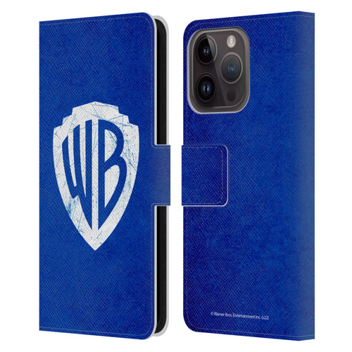 Warner Bros. Shield Logo Distressed Leather Book Wallet Case Cover For Apple iPhone 15 Pro