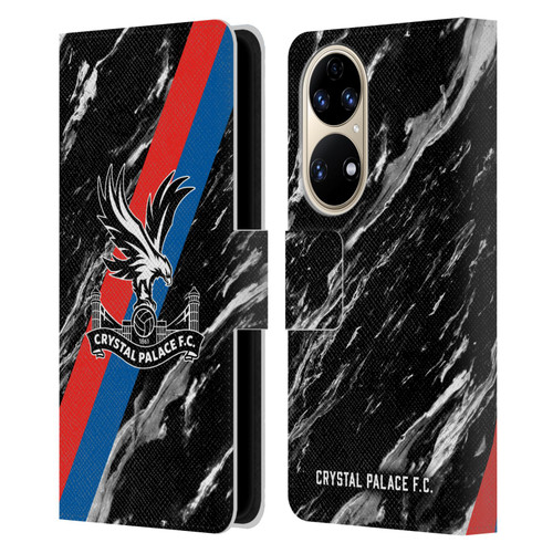 Crystal Palace FC Crest Black Marble Leather Book Wallet Case Cover For Huawei P50