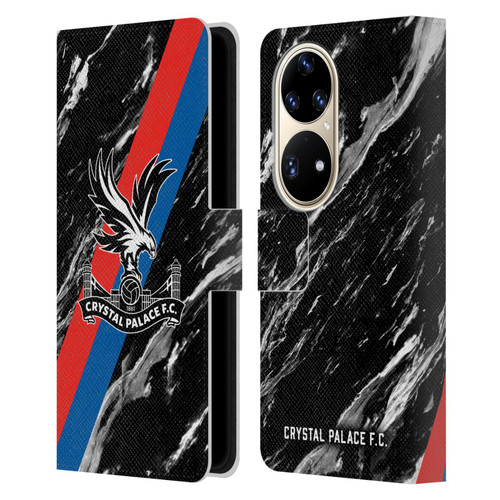 Crystal Palace FC Crest Black Marble Leather Book Wallet Case Cover For Huawei P50 Pro